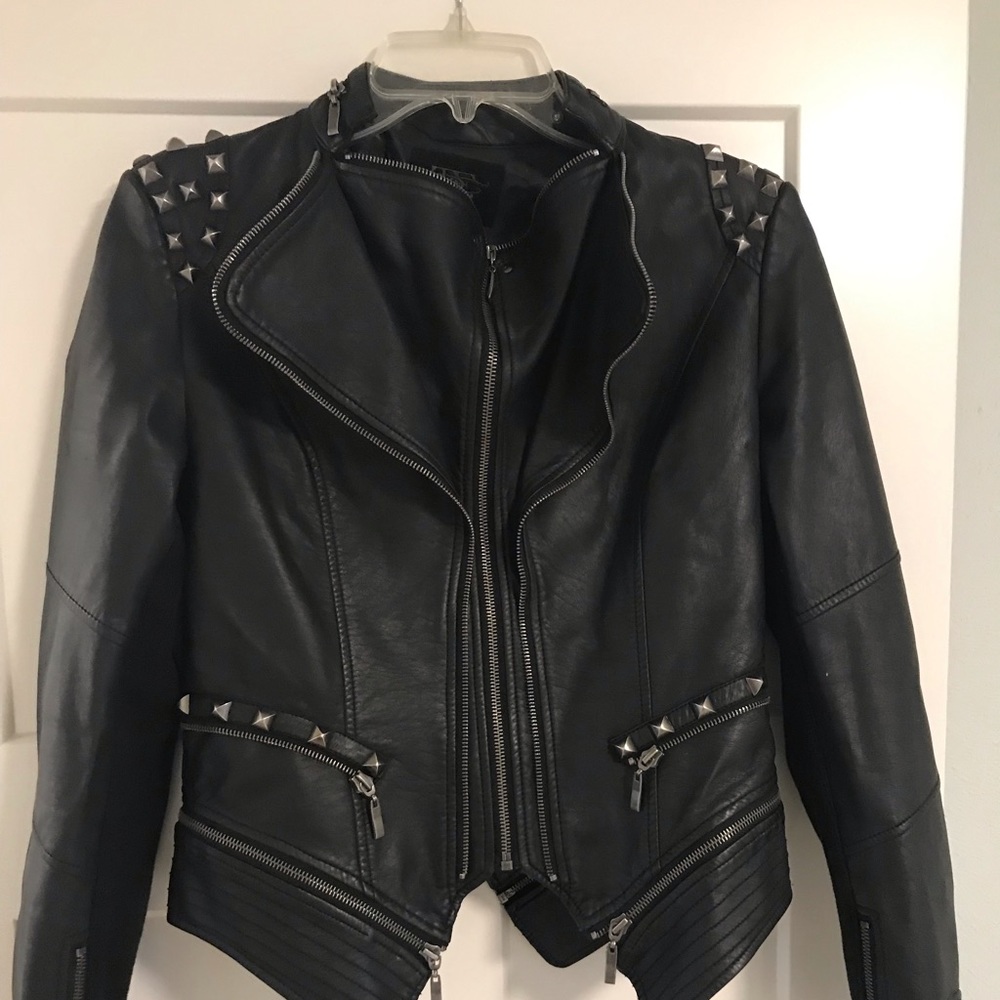 Fake Leather/Pleather Motorcycle Style Jacket